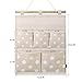 Homecube Linen Cotton Fabric Wall Door Cloth Hanging Storage Bag Case 5 Pocket Home Organizer (White Polka Dots)