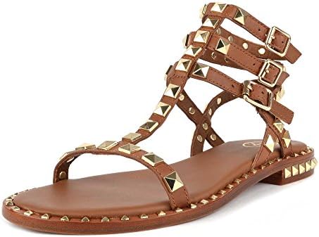 Ash Poison Studded Sandals Brown Leather & Gold Studs