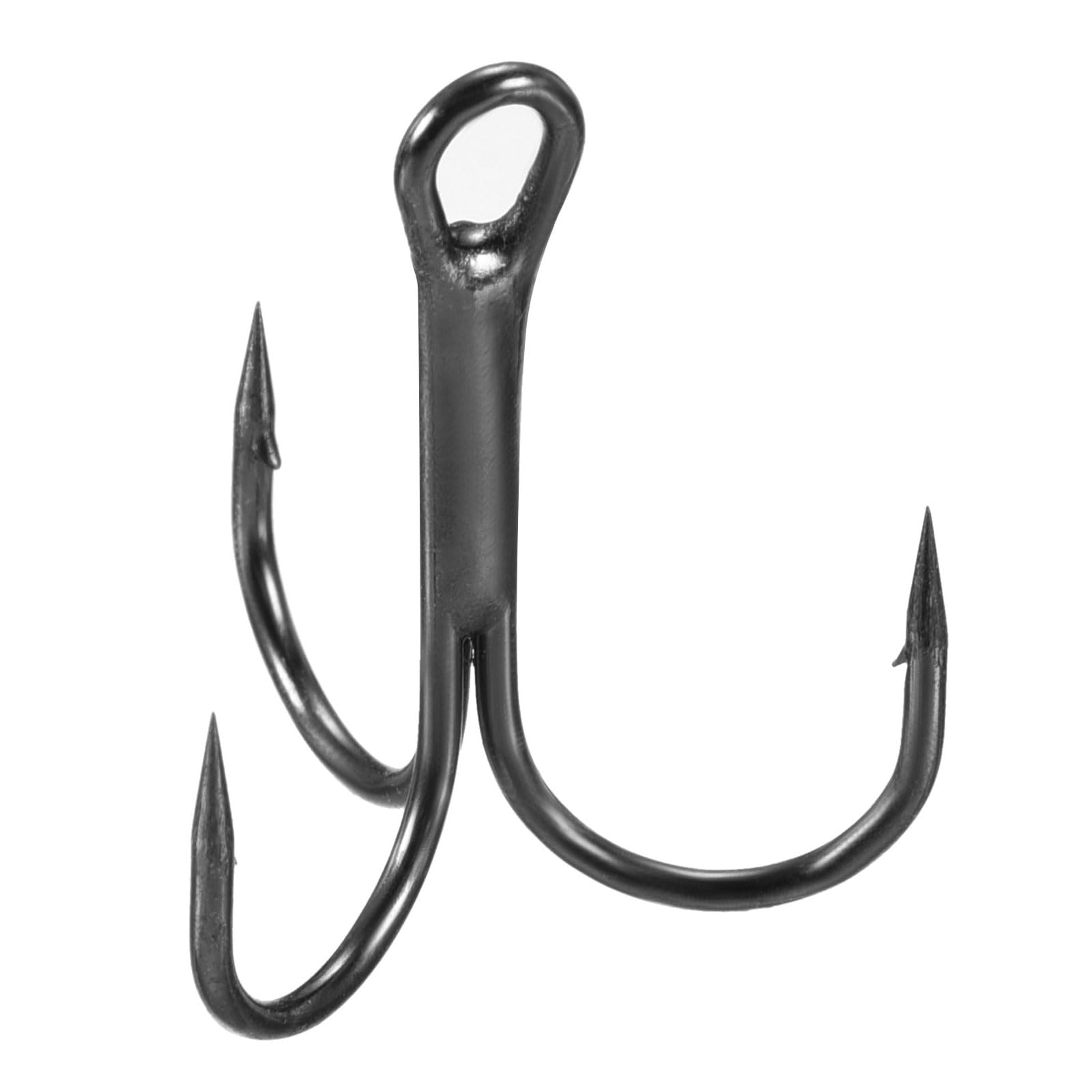 PATIKIL 2# Fishing Treble Hooks, 10Pcs 3X Strong Treble Fish Hook High Carbon Steel Fishing Hooks Round Bend Barbed for Freshwater Saltwater, Black