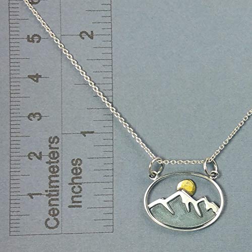 Oval Mountain Range with Bronze Sun Necklace - 925 Sterling Silver