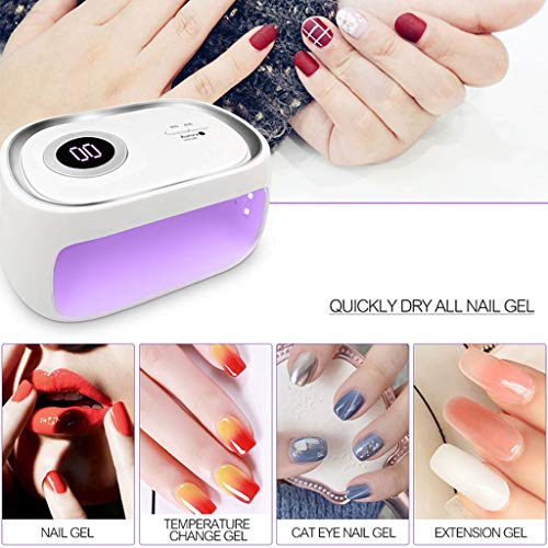LED Nail Lamp Dryer for Gel Polish, 48W Gel Nail Lamps with Dual Light Source LEDs Nail Light Fingernail Polish Art Professional (White B)