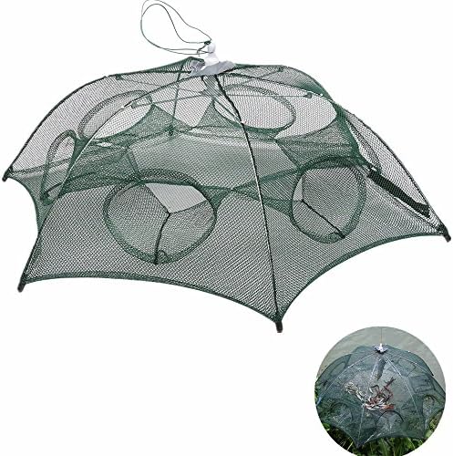 Folded Fishing Net 6 Holes Fishing Net Fish Shrimp Minnow Crab Baits Cast Mesh Trap Cage