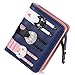 Women's Wallet Short Cartoon Cute Cat Wallet Coin Purse Bifold Purse with Zipper (Dark Blue)