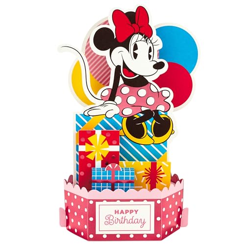 Hallmark Birthday Card, Disney Minnie Mouse, 3D Pop Up, for Her, Pink, Red