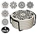 Coaster for Drinks by OMBAK, Extra Large and Absorbent, Ornamented with 6 Timeless Unique Celtic Knots to Accent Any Decor, Set of 6 with Holder for Living Room Kitchen Or Office