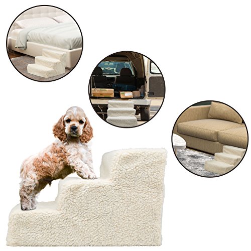 Ideas In Life Small Dog, Puppy Small Size Height 12″ Pet Stairs Ramps for High Beds – Size 12″ Doggy Steps for Dogs and Cats Used as Dog Ladder for Tall Couch, Bed, Chair or Car