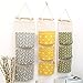 3Pcs Wall Hanging Storage Bag, Creatiee Waterproof Over The Door Closet Organizer Linen Farbric Hanging Pocket Organizer with 3 Remote-sized Width Pockets for Bedroom