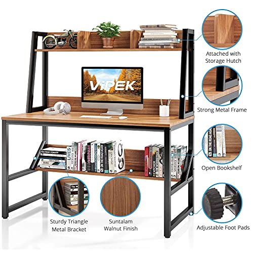 VIPEK Computer Desk with Hutch and Bookshelf, 47" Home Office Desk PC