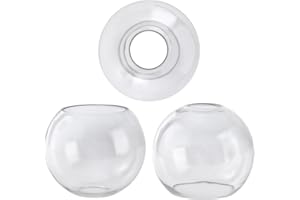 GoldSwift 3 Pack Clear Glass Globes for Light Fixtures Replacement, 5.9" Diameter, Clear Round Glass Globe Lampshade Cover for Pendant Light Wall Sconce Chandelier, 1-5/8 Inch Fitter
