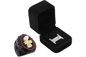 GUANCROWN 2023 Fantasy Football Championship Trophy Ring Award Prize Sport MVP Winner FFL League Champion Ring (size 9 with free box, Black Red Stones)