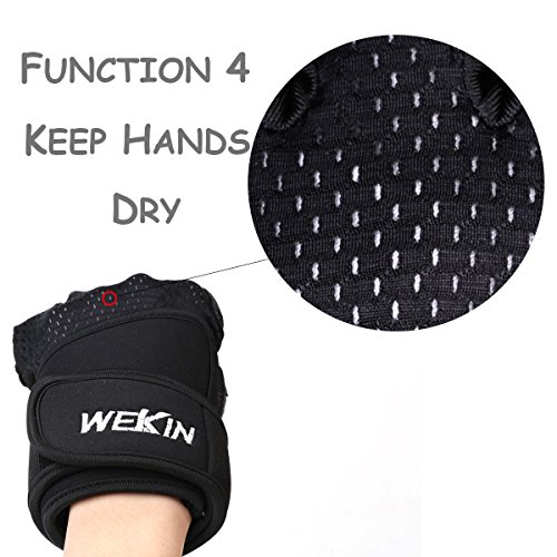 Wekin Weight Lifting Gym Gloves - Ultralight Microfiber & Anti-Slip Silica Gel Grip Padded Workout Gloves with Wrist Wrap Support for Weightlifting, Cross Training, Bodybuilding