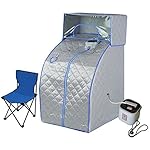 Portable Steam Sauna Tent with Head Cover Full Body Spa Weight Loss , Silver
