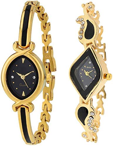 Girls Watches Black Color Dial Watch for Women Latest Pack of 2 (RG-FLX-50)