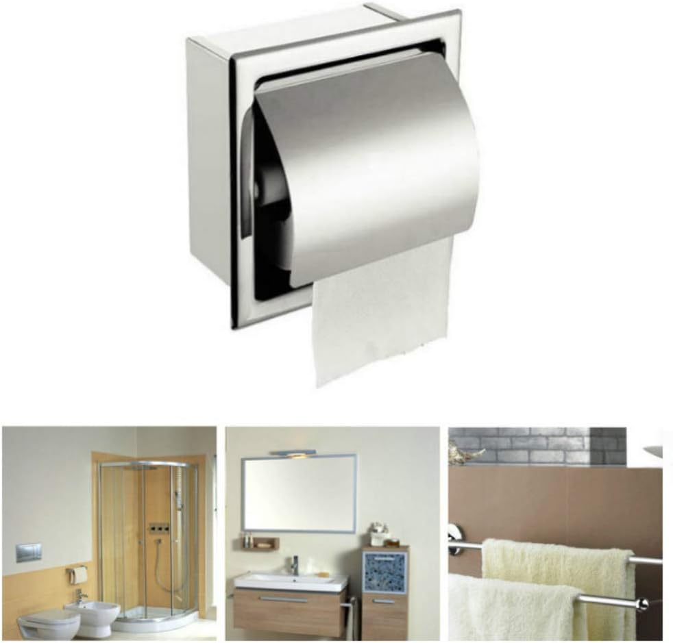 Enshey Recessed Paper Holder Stainless Steel Toilet Roll Paper