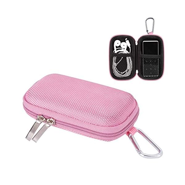 AGPTEK MP3 Player Case,Hard travel case for 1.8 inch MP3 Player,earphones USB cable memory card U disk-Pink