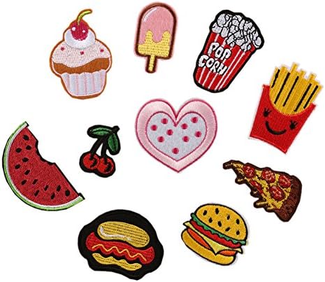 Hwafan Cute Cartoon Mix Food Vegetable Plant Sew On Iron On Badge Embroidered Motif DIY Decoration Applique for Jeans Clothing Pizza