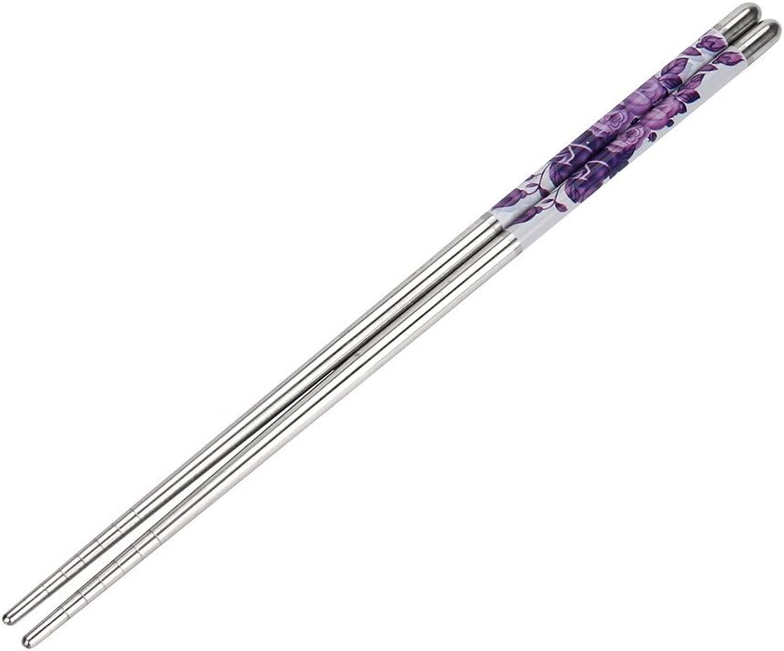 Chopsticks Stainless Steel Dishwasher Safe 1Pair 8.9" Reusable Metal Chopsticks Easy to Hold for Asian Food Sushi Noodle Best Gift (E)
