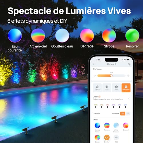 Linkind Smart SL5 Solar Outdoor Spotlight with Motion Sensor, 16 Million Colours, Group Control, Music Sync, Red Light Alarm, IP65 Garden Lamp, Christmas, Halloween, 4 PCS