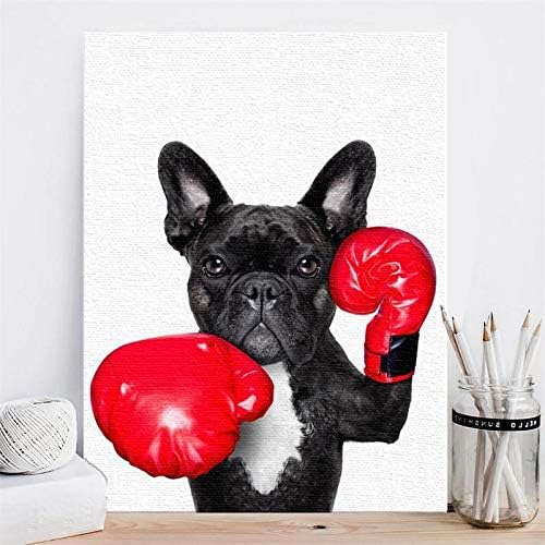 Download Boxe Chien Toile Pas De Cadre Impression De Peinture Affiche Drôle De Bande Dessinée Des Animaux Mur Images for La Chambre Des Enfants Décoration Affiche (Color : White) PDF