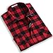 OCHENTA Men's Button Down Plaid Flannel Shirt, Long Sleeve Casual Tops N056 Red Black Asian 3XL - US L