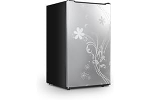OOTDAY 3.5 Cu.ft Compact Upright Freezer with Reversible Single Door,Three Freeze Shelves Mini Freezer with Adjustable Thermostat for Home/Kitchen Freezer Door with Pattern
