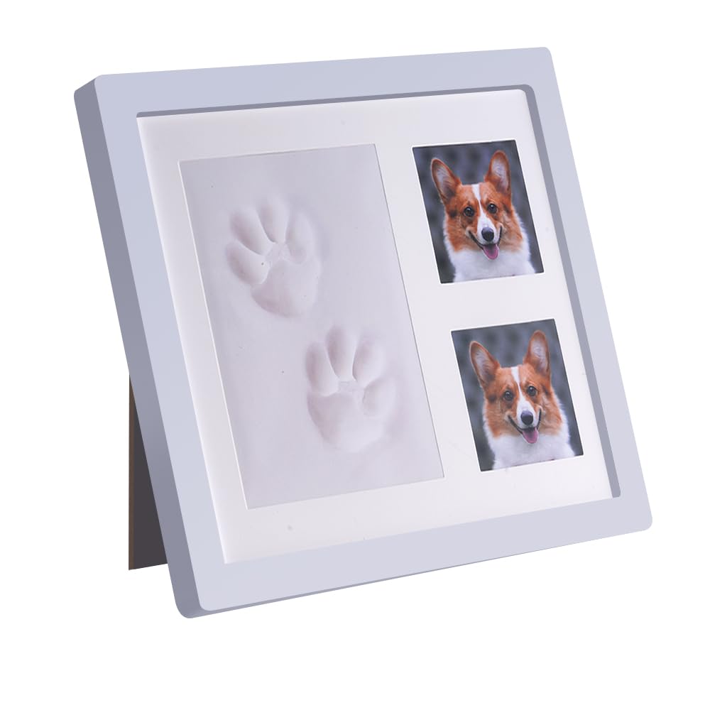 meleg otthon Dog or Cat Paw Print Keepsake Kit, Pet DIY Clay Photo Frame,Dog Memorials and Funerary (White)