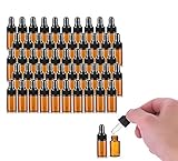 50 Pack,3ml Amber Glass Dropper Vial for Essential
