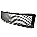 Front Upper Bumper Grille Grill Compatible with Chevy Silverado 1500 07-13, ABS Plastic, Mesh Style, Glossy Black