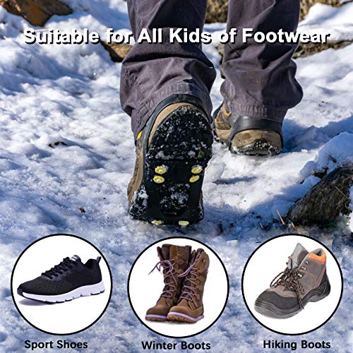 U UZOPI Ice & Snow Grips, Over Shoe/Boot Traction Cleat Anti Slip 10