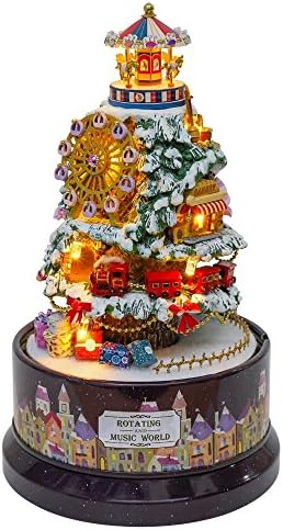 MAGQOO Dollhouse Miniature with Furniture,Rotating DIY Miniature Dollhouse Kit Plus Dust Proof and Music Movement, 1:24 Scale Creative Room Idea for Valentine’s Day(Snowy Wonderland)