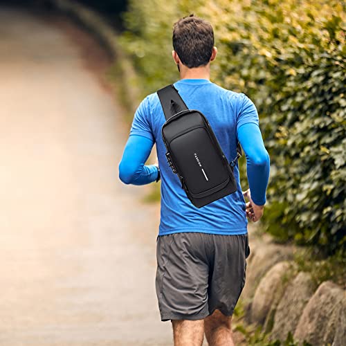 Homesen Mochila masculina com cadeado à prova d'água anti-roubo bolsa com porta de carregamento USB bolsa de ombro mochila transversal