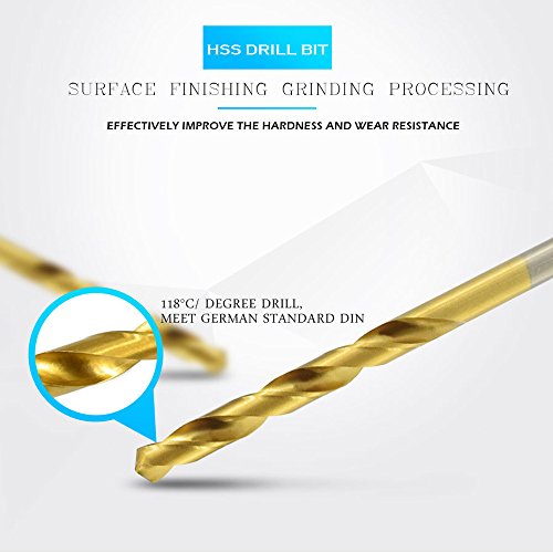 LudoPam Drill Bits Set 60 Pcs,HSS Titanium Micro Twist Drill Bits for Wood Plastic Aluminum Alloy Soft Metal 1/8 1/16 3/64 5/64 3/32 7/64" Inch