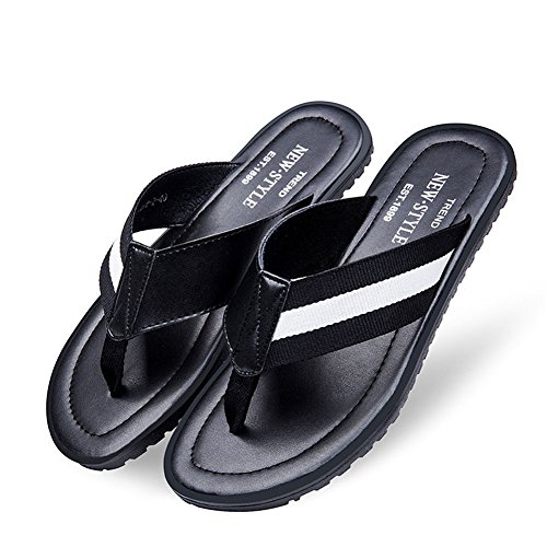 Fashion Men's Summer Beach Flip-Flop Cow Leather Slippers with Carring Case