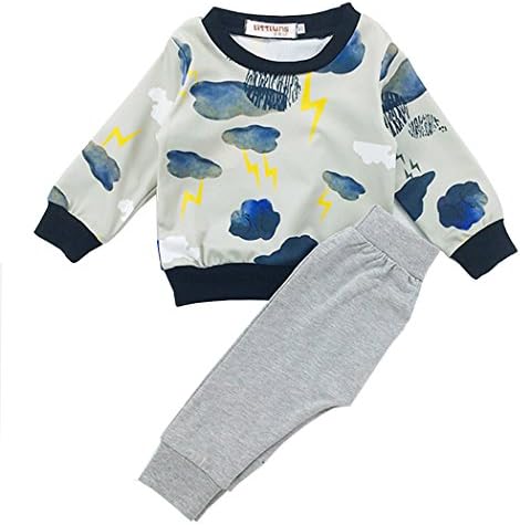 Long Sleeve Hoodie For Boys Girls Baby, Fleece Hoodies Pullover Boy Grey Hoody Clouds And Lightning (0-6month)