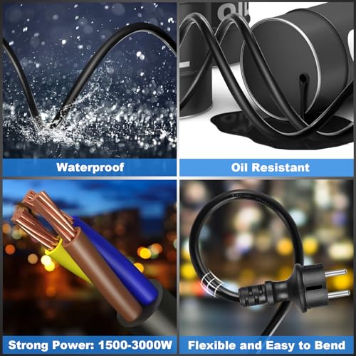 Himimi Automatic Electric Cable Reel with Stand 15 m + 2 m, 1500 W ~ 3000 W Automatic Cable Drum, Extension 180° Swivel, Wall Mounting, Suspended, Protection Degree IP44