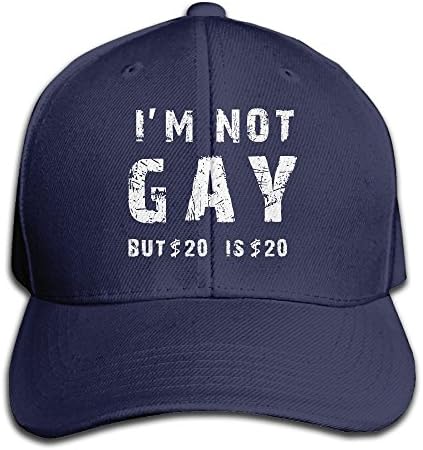 VirginiaJudson I'm Not Gay But $20 Is $20 T Cool Cap Mens Pigment Dyed Washed Cotton Baseball Cap - Adjustable Hat Snapback Hats/Baseball Hats/Hip-Hop Cap Navy