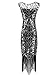 Urmine Women's 1920's Gatsby Retro Sequined Fringed Beaded Flapper Dress (S, Black-ur01)