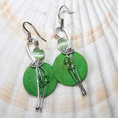 Lime Green Dangle Earrings Green Costume