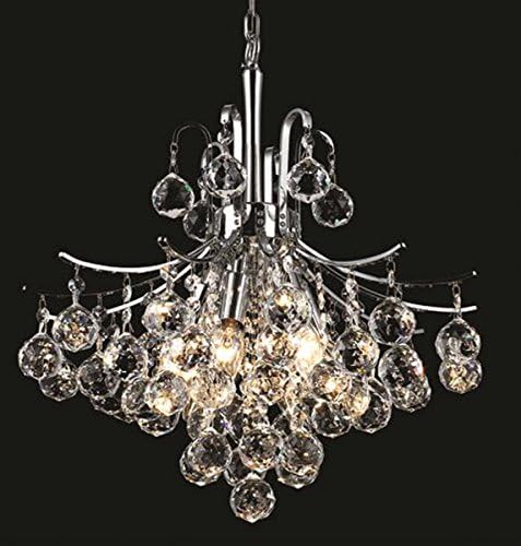 Elegant Lighting 8000D16C/RC Royal Cut Clear Crystal Toureg 6-Light Crystal Pendant, 16" x 20", Finished in Chrome with Clear Crystals