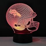 Football Helmet 3D Illusion Lamp - Touch Control Football Helmet Night Light Lamp- 7 Color Changing USB Charged Nursery Decor Lamp - Perfect Gift for NFL Sports Lovers (Denver Broncos)