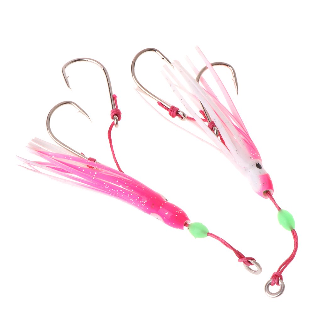 2pcs釣り餌ルアーフックタックルジグのソフト人工octopusアクセサリー B07f3w57ck ピンク 2 36in Aixia テンヤ 驚きの価格