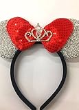 Large wedding white Minnie mouse princess ears headband/Disney princess ears/ Silver white minnie/Tiara Minnie headband