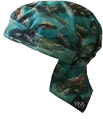 Fresh Fish Biker Dew rag du rag doo rag headwrap skull cap Microfiber sweatband