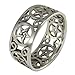 Moonlight Mysteries Sterling Silver Wide Filigree Pentacle Band Ring (Sizes 4-15)