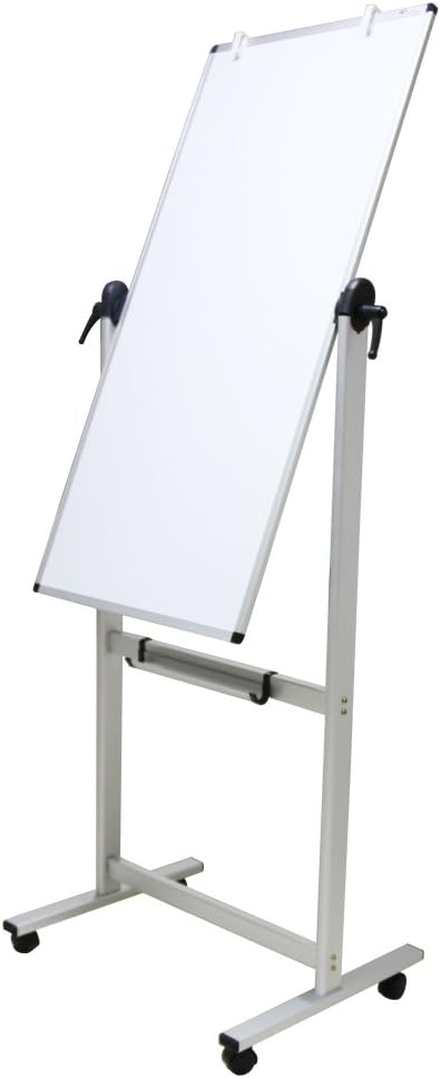 VIZ-PRO Double-Sided Magnetic Revolving Mobile Whiteboard, Aluminium Frame & Stand,W600xH1200mm, W60 x H120 cm - Image 3