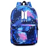 NUOFENG Kpop BTS Backpack Bangtan Boys Starry Sky Satchel Schoolbag Casual Daypack Laptop Bags (Blue)