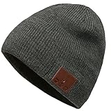 Wireless Bluetooth Beanie Headphone, Winter Knit Hat Slouchy Beanie Skully Cap with Musical Headset Speaker Headphones Mic for Teen Young Boys Girls Men Women Outdoor Sports, Grey