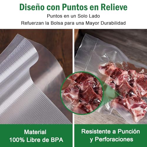 WONDOCK Bolsas para Sellado al Vacío Alimentos 28cm x 5m Corte Libre 3 Rollos Heavy Duty Bolsas Envasar al Vacio Compatible con Todas las Selladoras Sin BPA para Congelar y Cocinar Sous Vide