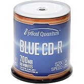 Optical Quantum White Inkjet Printable CD-R 700MB 52X Blank CDs, 100-Pack | Blue AZO, FFP packaging, Hub Printable CD-R discs for full-color printing, music, data and photo storage, Cake Box