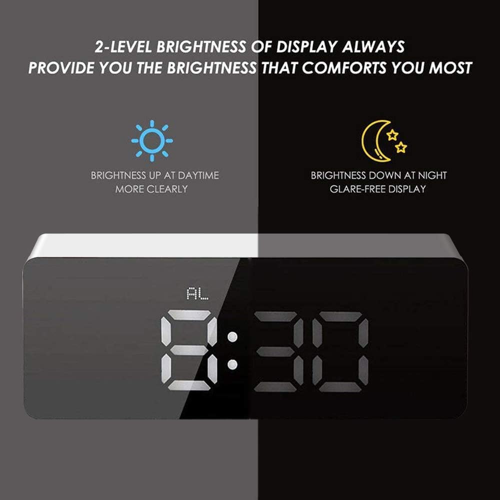 TFUFR Alarm Clock, Digital Alarm Clock 3" LED Display with Light Sensing Dimming Mode, Snooze, Adjustable Brightness - Image 4